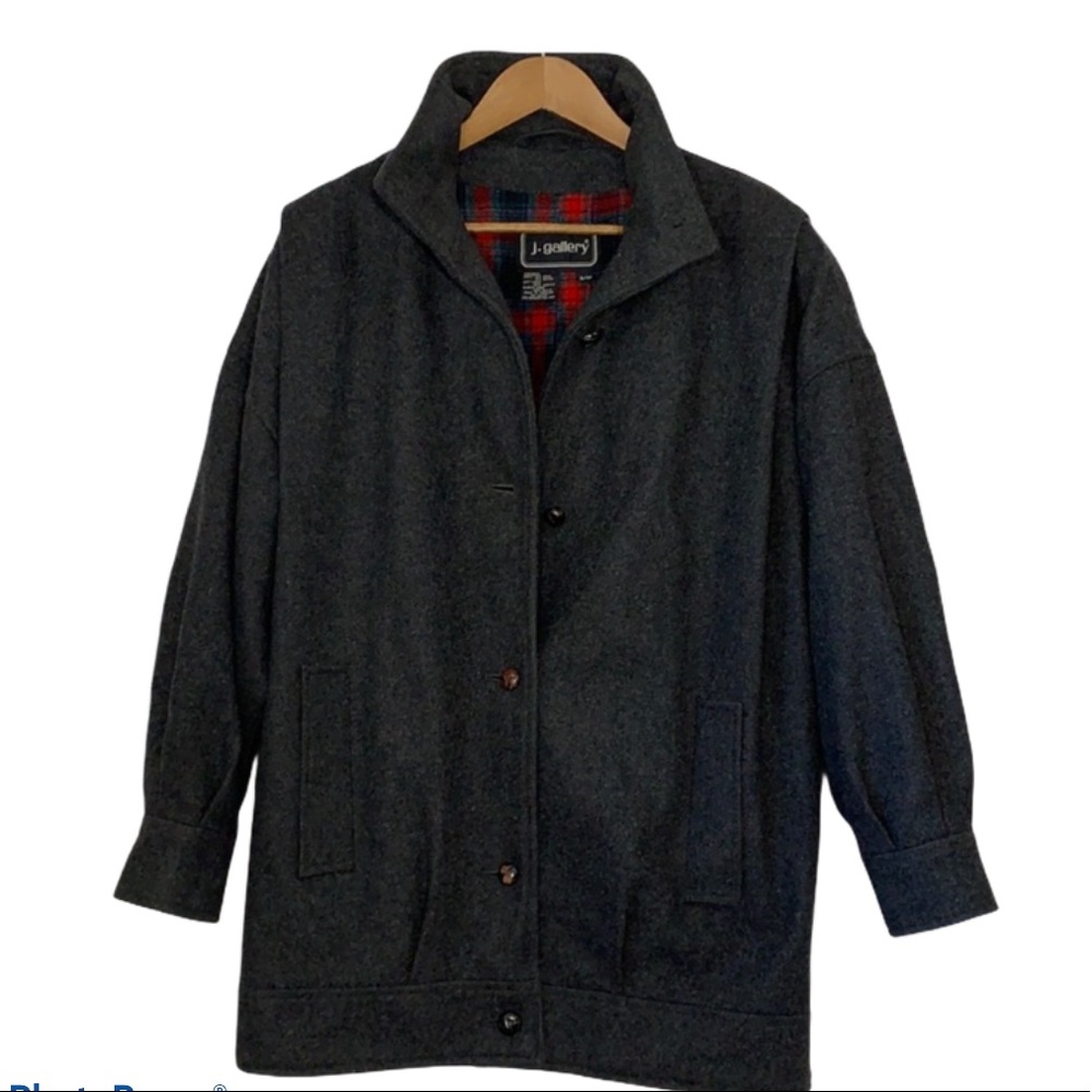 Vtg J. Gallery Gray Wool Blend Peacoat Sz 9/10 - Picture 4 of 5
